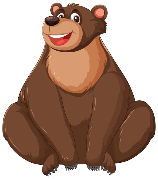 Cheerful Brown Bear Sitting Happily