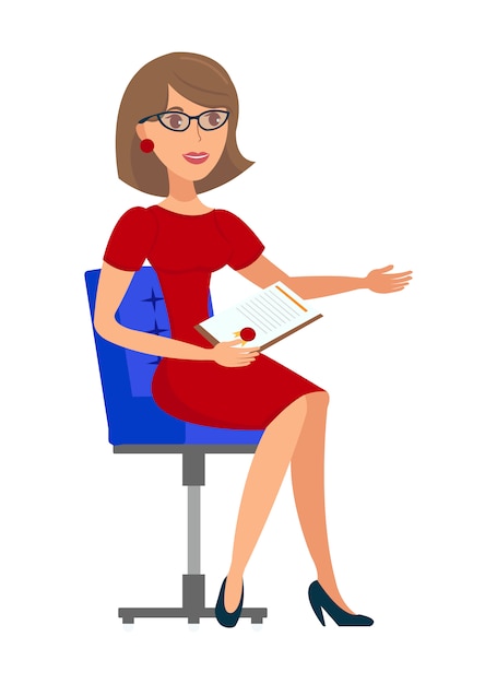 Cheerful Businesswoman Flat Vector illustration