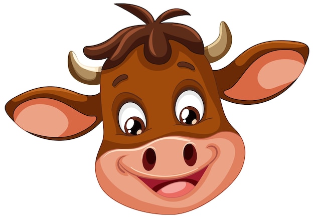 Vector cheerful cartoon cow face