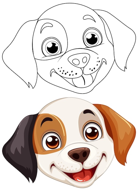 Vector cheerful cartoon dog faces