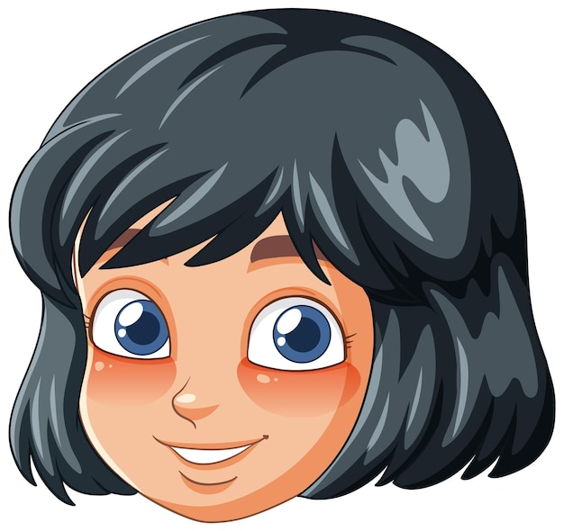 Vector cheerful cartoon girl smiling