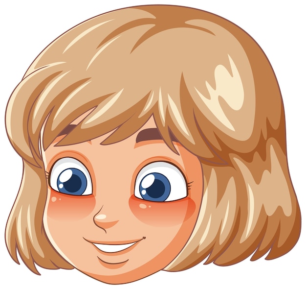 Cheerful Cartoon Girl Smiling