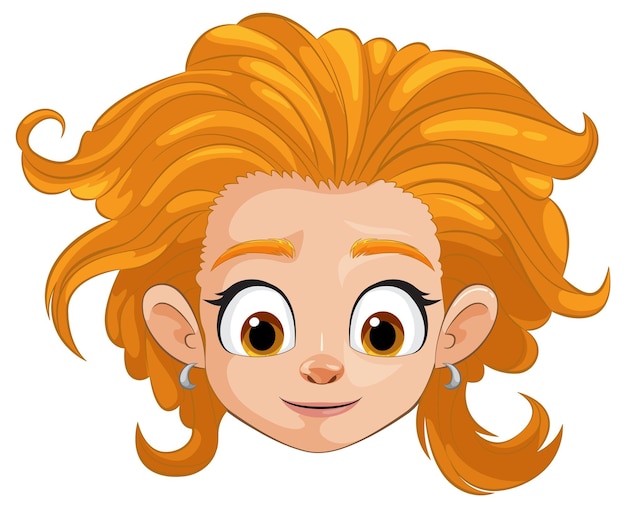 Vector cheerful cartoon girl with golden hair