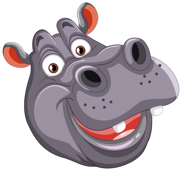 Vector cheerful cartoon hippopotamus head