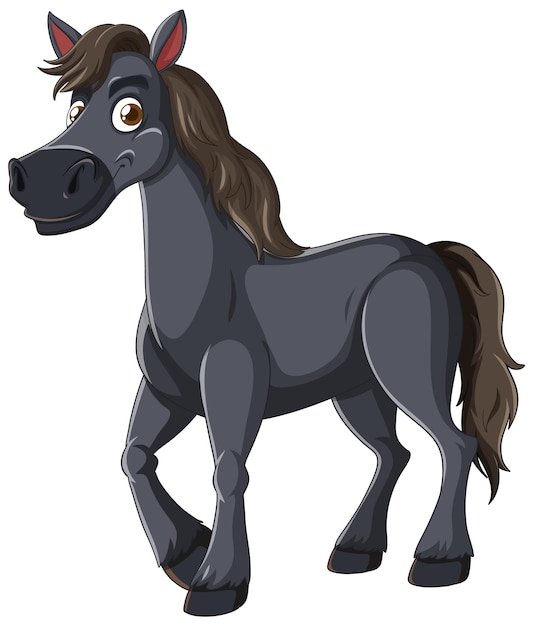 Vector cheerful cartoon horse standing proudly