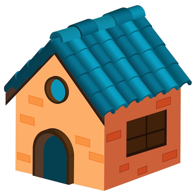 A cheerful cartoon house with a blue roof This vector illustration is perfect for children's books