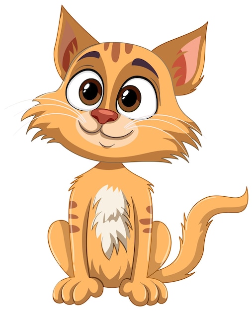 Vector cheerful cartoon kitten sitting happily