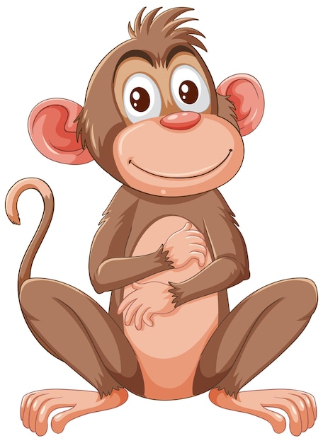 Cheerful cartoon monkey sitting