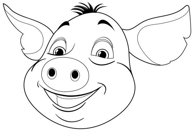 Vector cheerful cartoon pig face