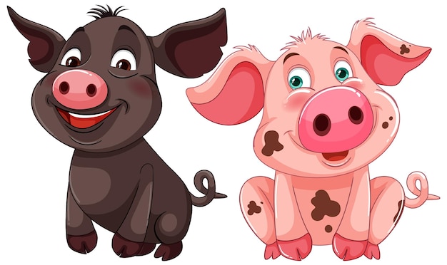 Cheerful Cartoon Pig Friends