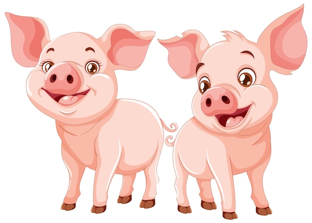 Cheerful Cartoon Piglet Friends