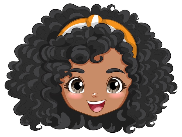 Vector cheerful child with curly hair