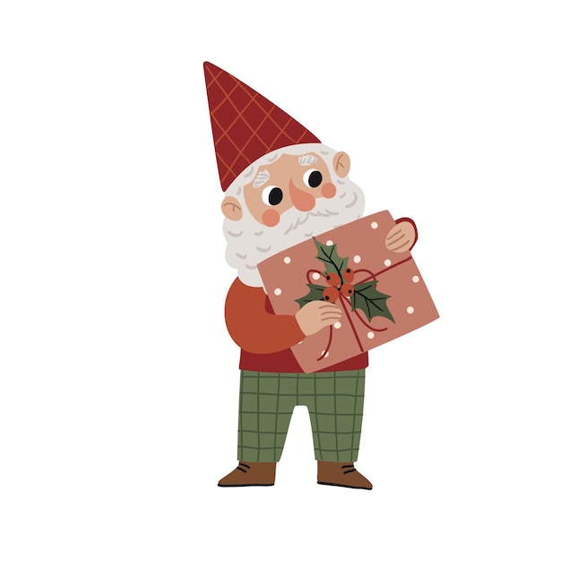 Cheerful Christmas gnome illustration ideal for holiday cards decorations and festive designs