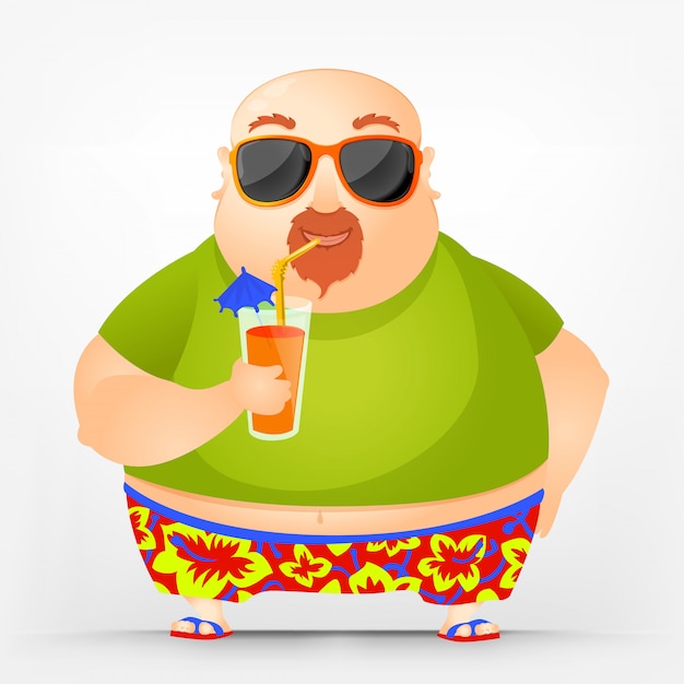 Vector cheerful chubby man