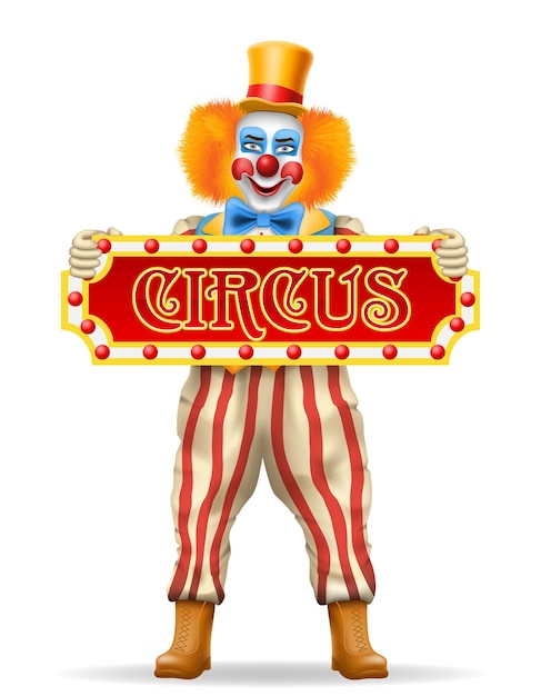 Vector cheerful clown actor and circus character vector illustration