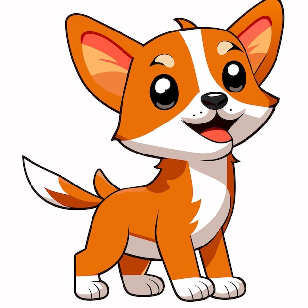 Premium Vector | Cheerful corgi dog standing hand drawn cartoon sticker ...