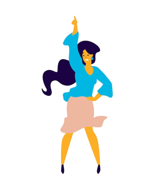 Vector cheerful dancing girl.