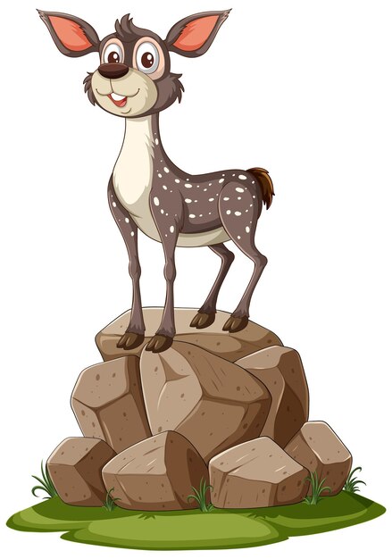 Cheerful Deer on a Rocky Outcrop