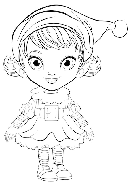 Cheerful Elf Girl Coloring Page