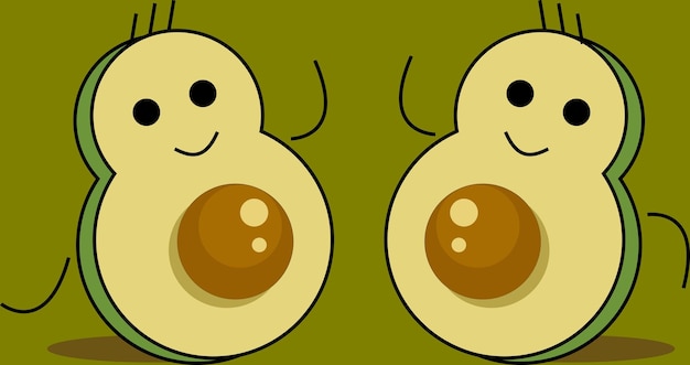 Cheerful-faced avocado vector symbolizes friendship