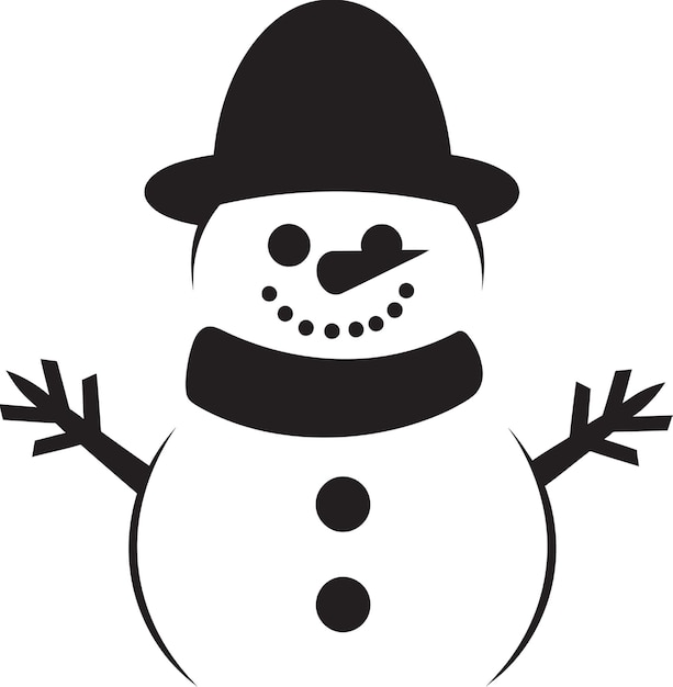Vector cheerful frosty flakes cute logo snowy whimsical fun black icon