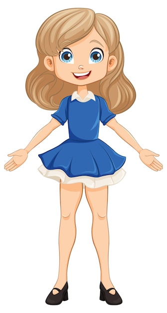 Vector cheerful girl cartoon character standing and smiling