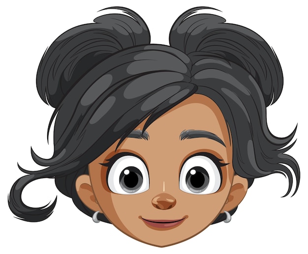 Vector cheerful girl with playful hairstyle