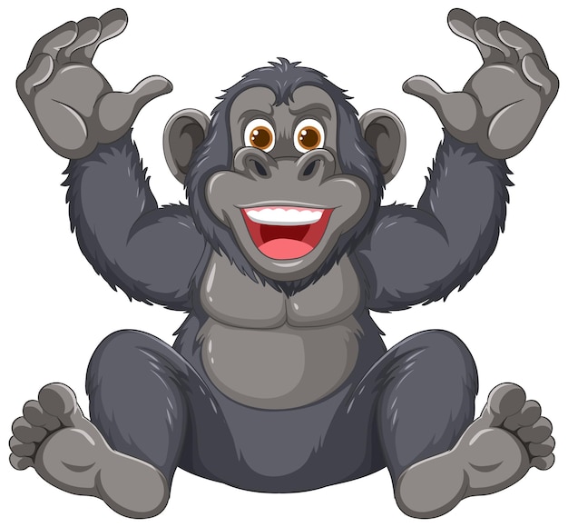 Vector cheerful gorilla cartoon illustration