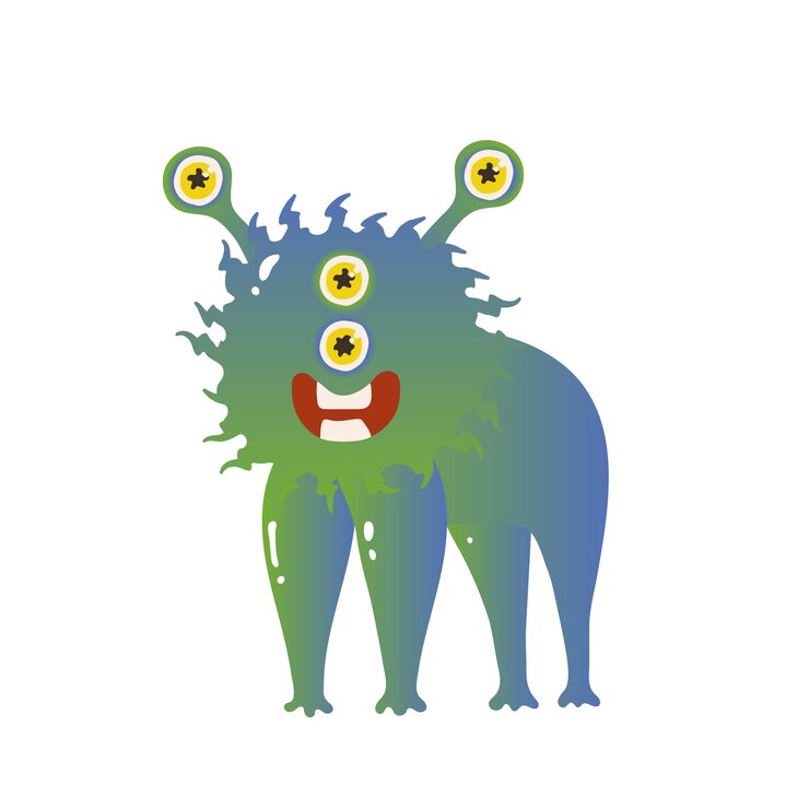 वेक्टर a cheerful green and yellow alien vector flat illustration