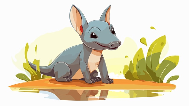 cheerful little aardvark cartoon illustration