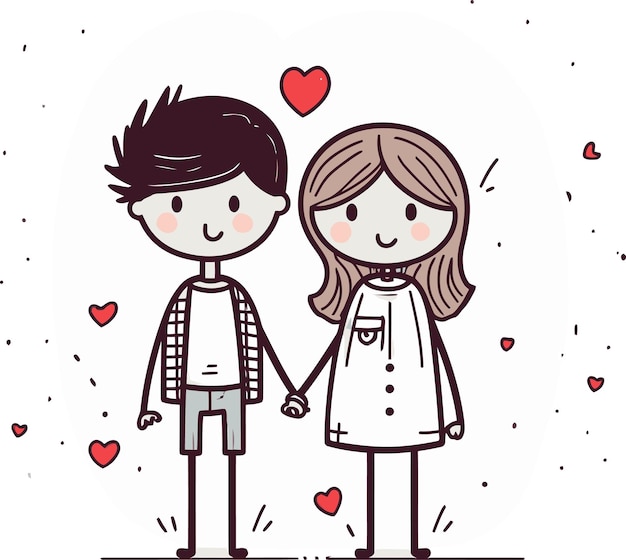 Cheerful Love Vector Couple Illustration Illustrated Romantic Escapades Couple Vectors