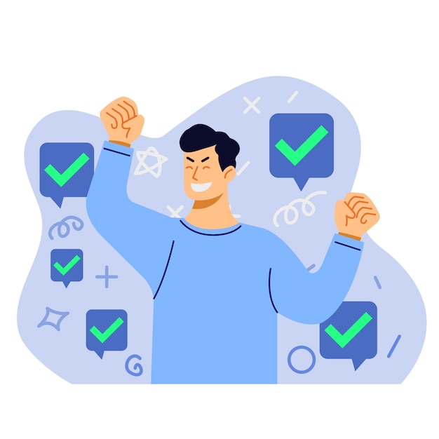 Cheerful Man Got Approval Illustration