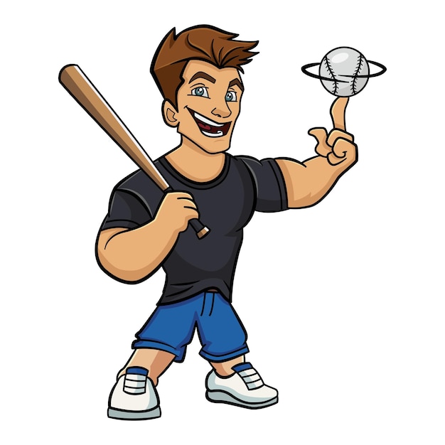 Cheerful Man Playing Baseball