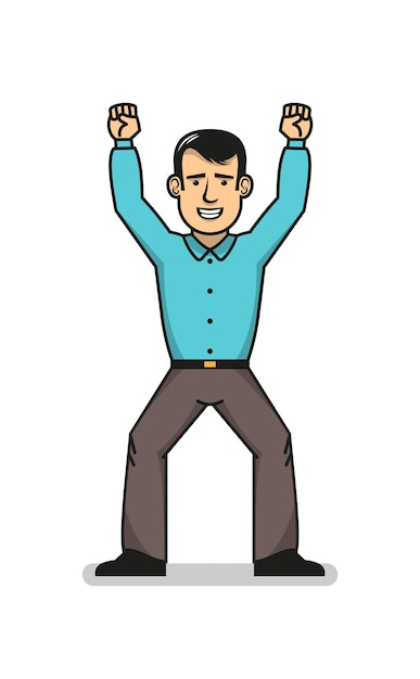 Cheerful man with hands up