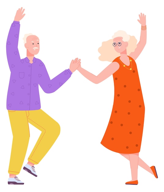 Cheerful old people dancing Joyful senior couple