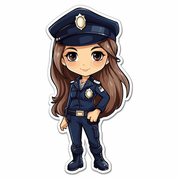 Vector cheerful policewoman character