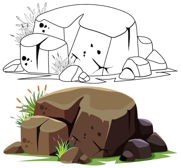 Vector cheerful rocks enjoying nature together