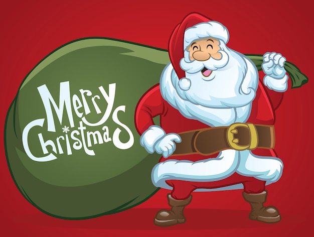 Vector cheerful santa claus greeting christmas