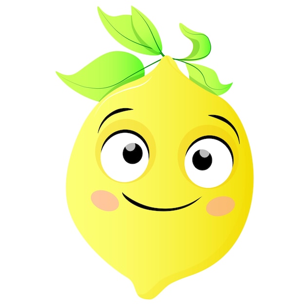 Cheerful yellow lemon with eyes character