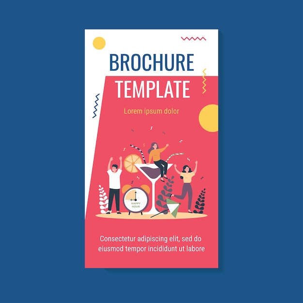 cheerful young people enjoying party during happy hour in bar brochure template