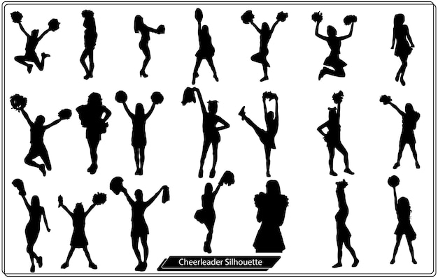 Cheerleader dancers figure vector silhouette