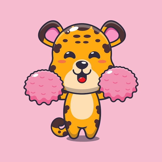 Vector cheerleader leopard cartoon vector illustration