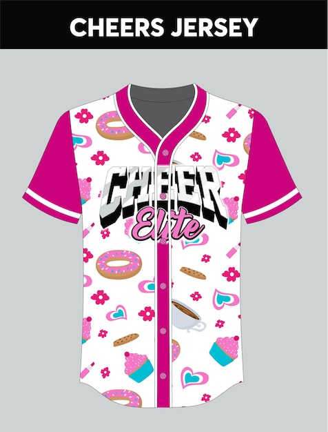 Vettore maglia cheerleaders design rosa