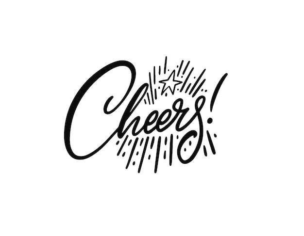 Cheers hand getekende borstel elegante kalligrafie tekst. Zwarte kleur vector belettering tekst.