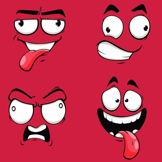 Vector cheery handdrawn flat design faces