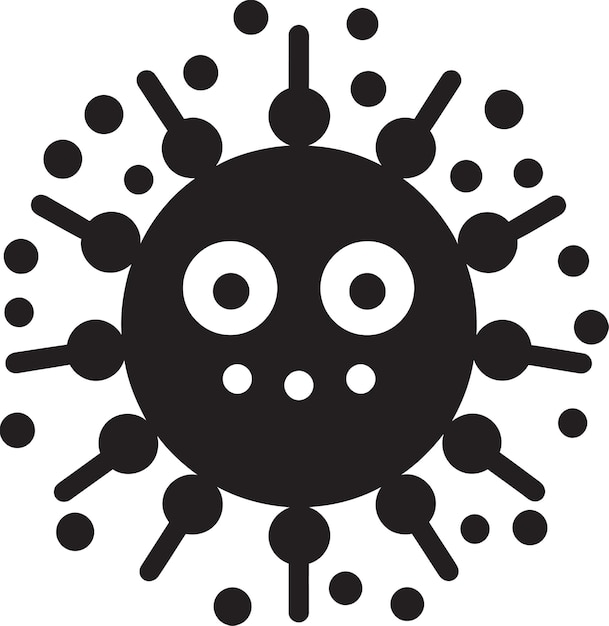 Vector cheery pathogen companion cute vector adorable microbe mate black logo icon