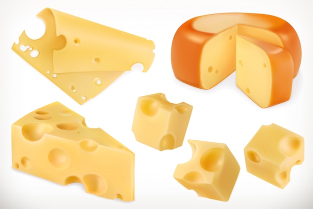 Vector cheese. 3d set