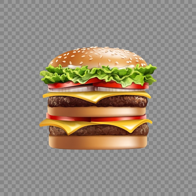 Vector cheese big burger on transparent background