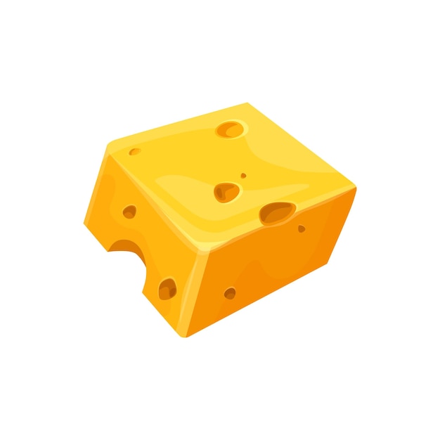 Vector cheese block holes cheddar or gouda piece brick