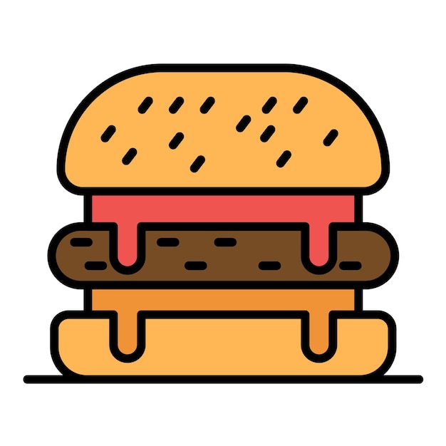 Cheese Burger Flat Illustration